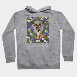 Michigan White Tailed Deer With Iris Flower 1 Hoodie